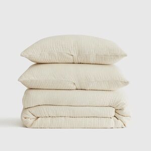 NWT QUINCE Organic Airy Gauze Duvet Cover Set King/Cal King Undyed 6691
